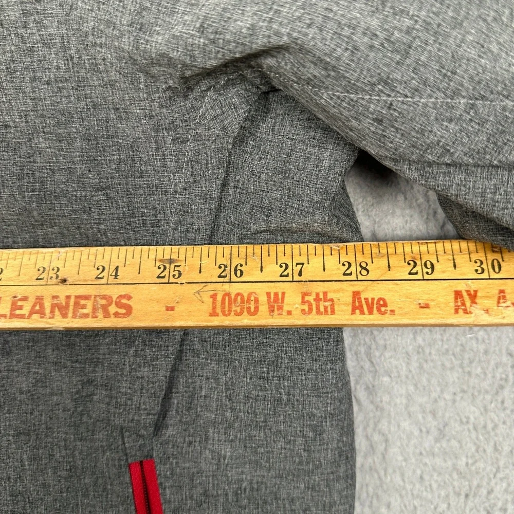 The North Face Jacket Men 2XL Hood Grey Red Full Zip Long Sleeve Pocket Stretch